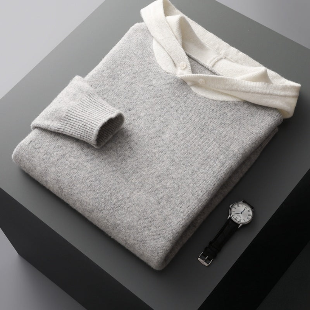 Felpa con Cappuccio in Lana Merino Nova