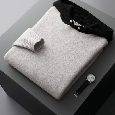 Felpa con Cappuccio in Lana Merino Nova