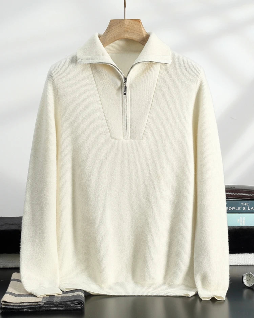 Maglione in Cashmere Portofino con Mezza Zip