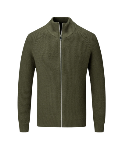 Cardigan con Zip in Merino Wool Quattro Stagioni
