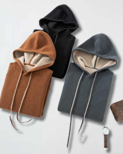 Felpa con Cappuccio in Cashmere Atlas