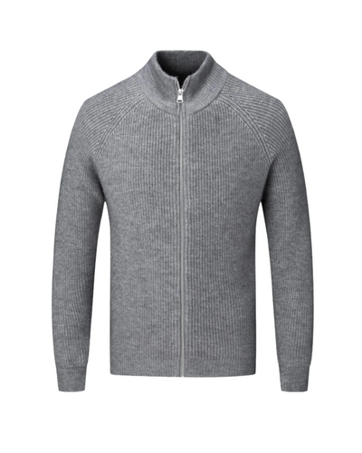 Cardigan con Zip in Merino Wool Quattro Stagioni