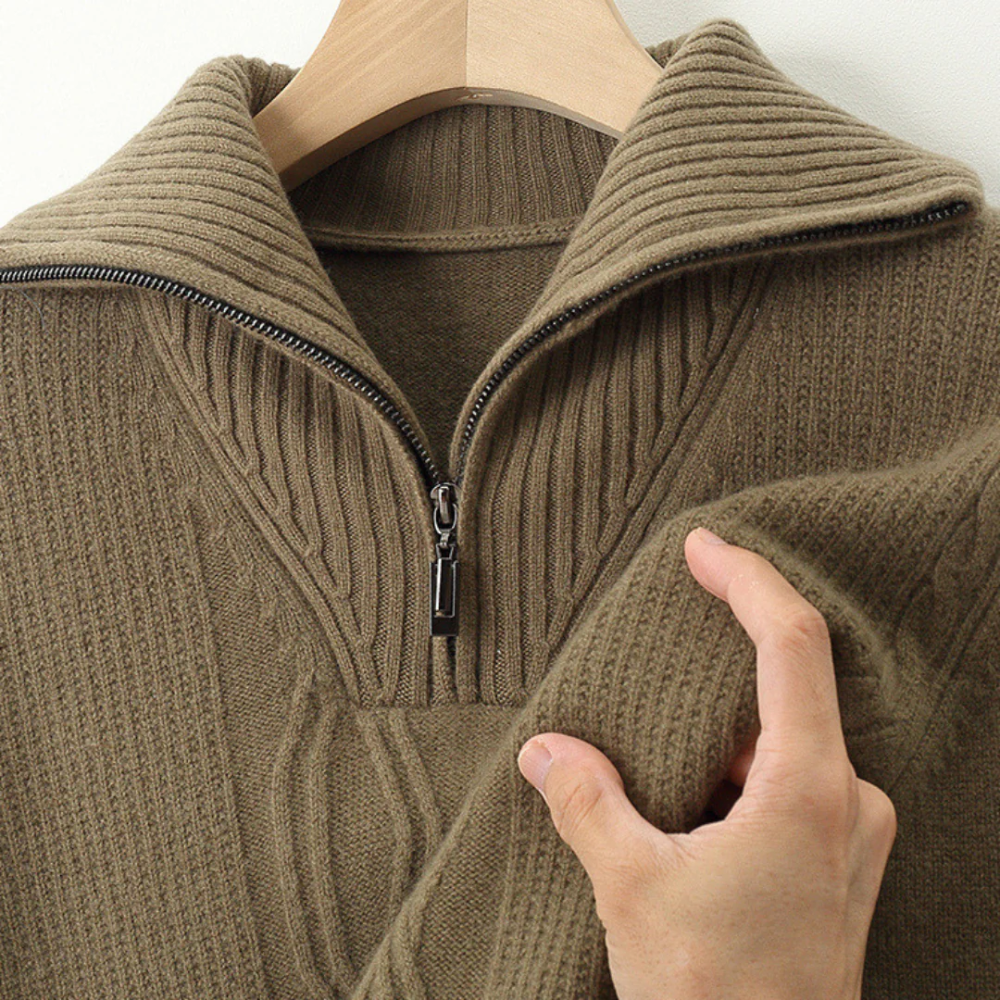 Maglione Zip in Lana Merino Taranto