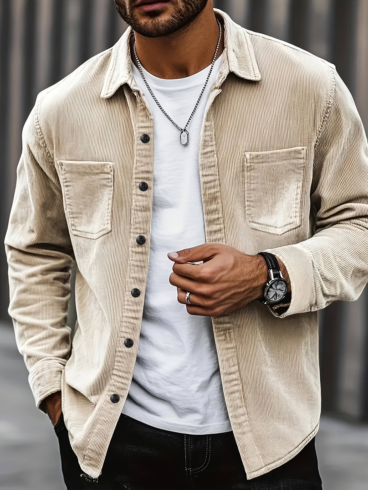 Cardigan in Velluto a Coste Casual