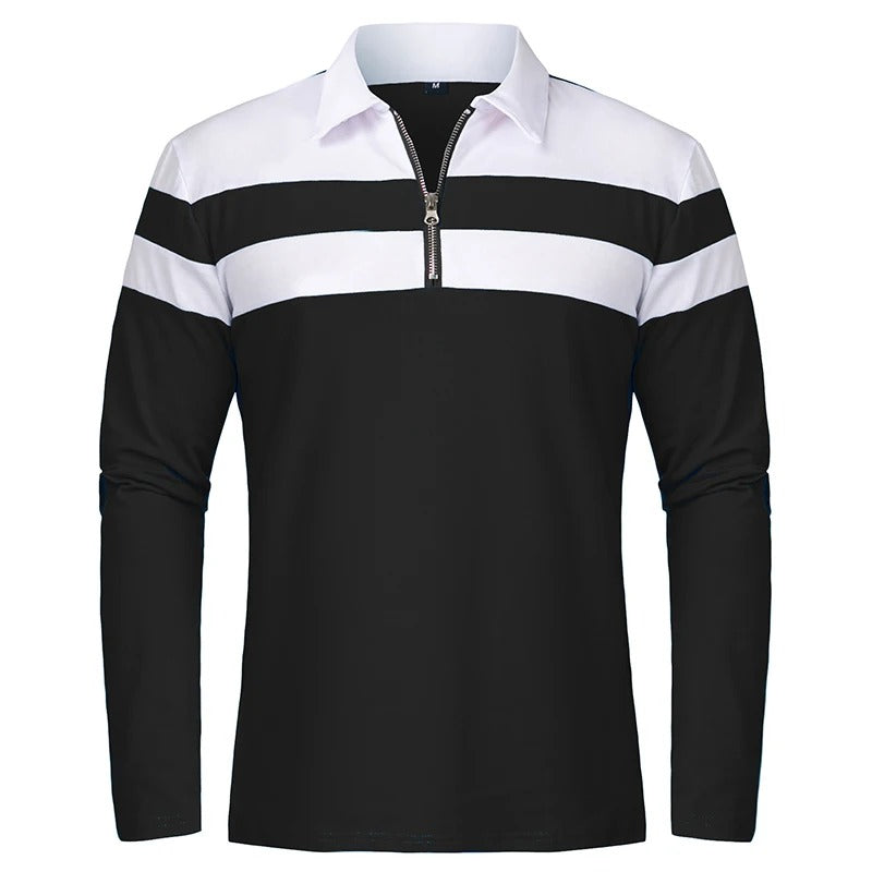 Maglione Elegante a Strisce con Zip