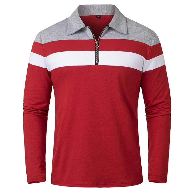 Maglione Elegante a Strisce con Zip