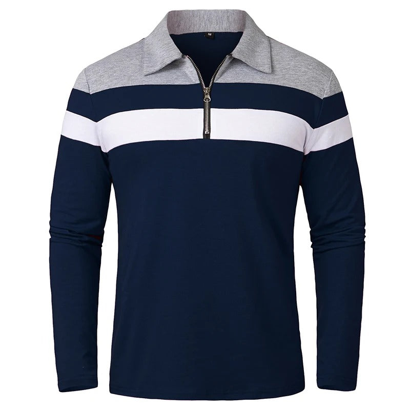 Maglione Elegante a Strisce con Zip