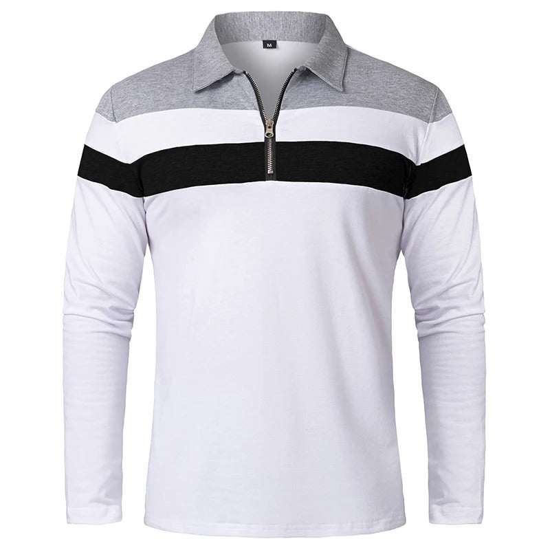 Maglione Elegante a Strisce con Zip