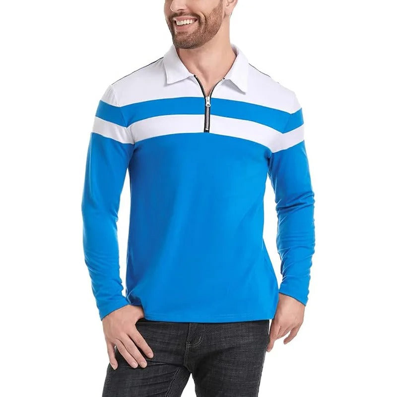 Maglione Elegante a Strisce con Zip