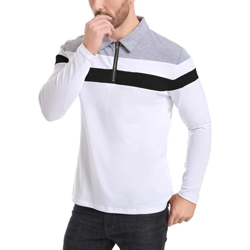 Maglione Elegante a Strisce con Zip